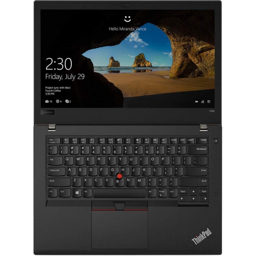 Lenovo ThinkPad T480 Refurbished – Core i5-8350U, 16GB RAM, 512GB SSD NVMe, 14" FHD, Windows 11 Pro, Teclado Español/Inglés Iluminado, Cámara – Grade A