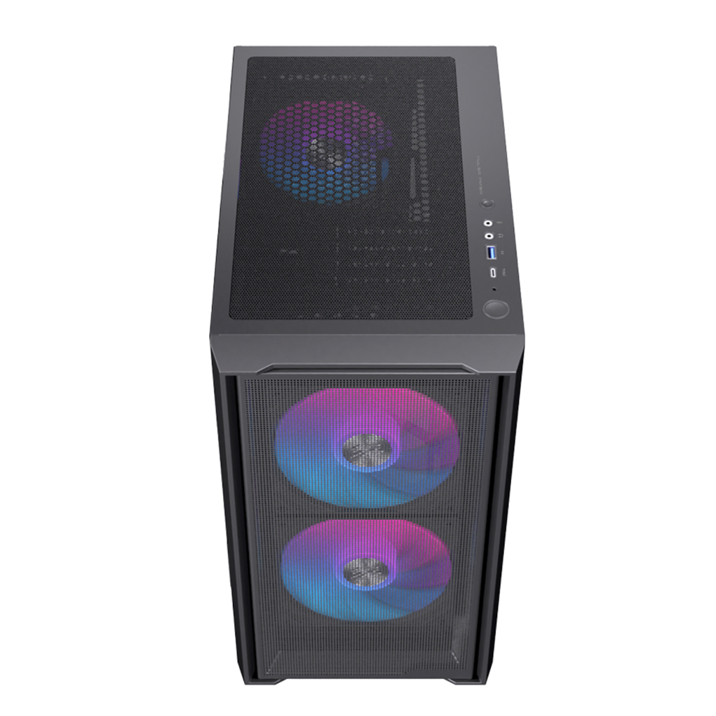 Gabinete para PC EINAREX PM150 RGB Black - EXCS-PM-150R-B, Mid-Tower, Panel de Vidrio Templado, Iluminación RGB, Alto Flujo de Aire