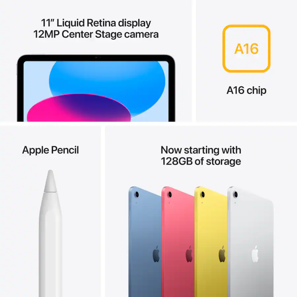 Apple iPad 10.ª Gen | Chip A14 Bionic | 128GB | Pantalla 10.9" Liquid Retina | Cámara Frontal Paisaje | Color Blue | Nuevo