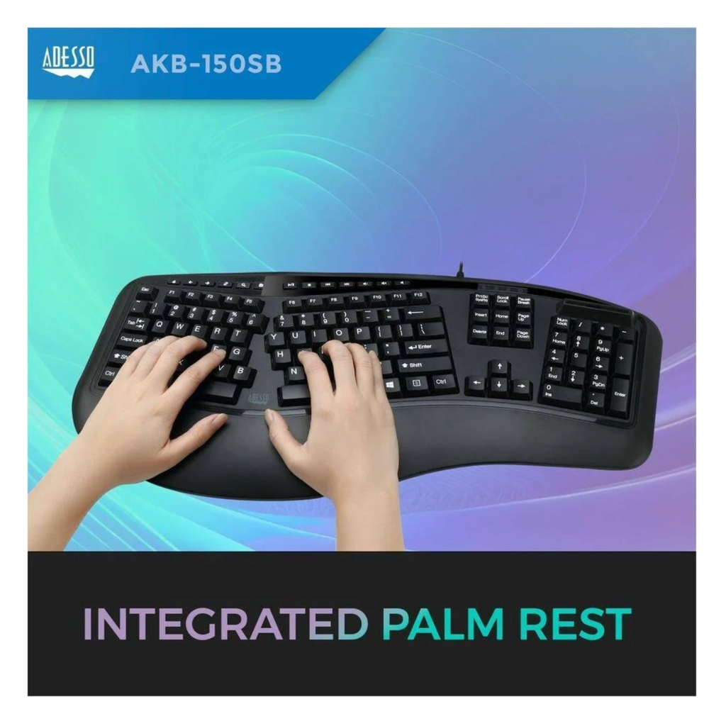 Adesso TruForm AKB-150SB Teclado Ergonómico USB con Lector Smart Card