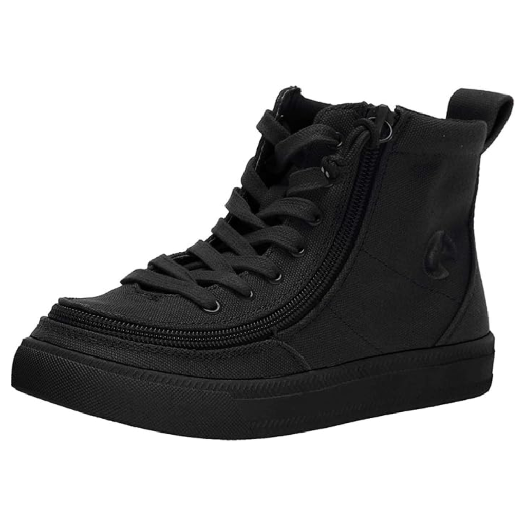 BILLY Footwear Toddler Harmon Sneakers - Black 5T: Zipper & Lace Up, Cushioned Insole, Non Marking Sole