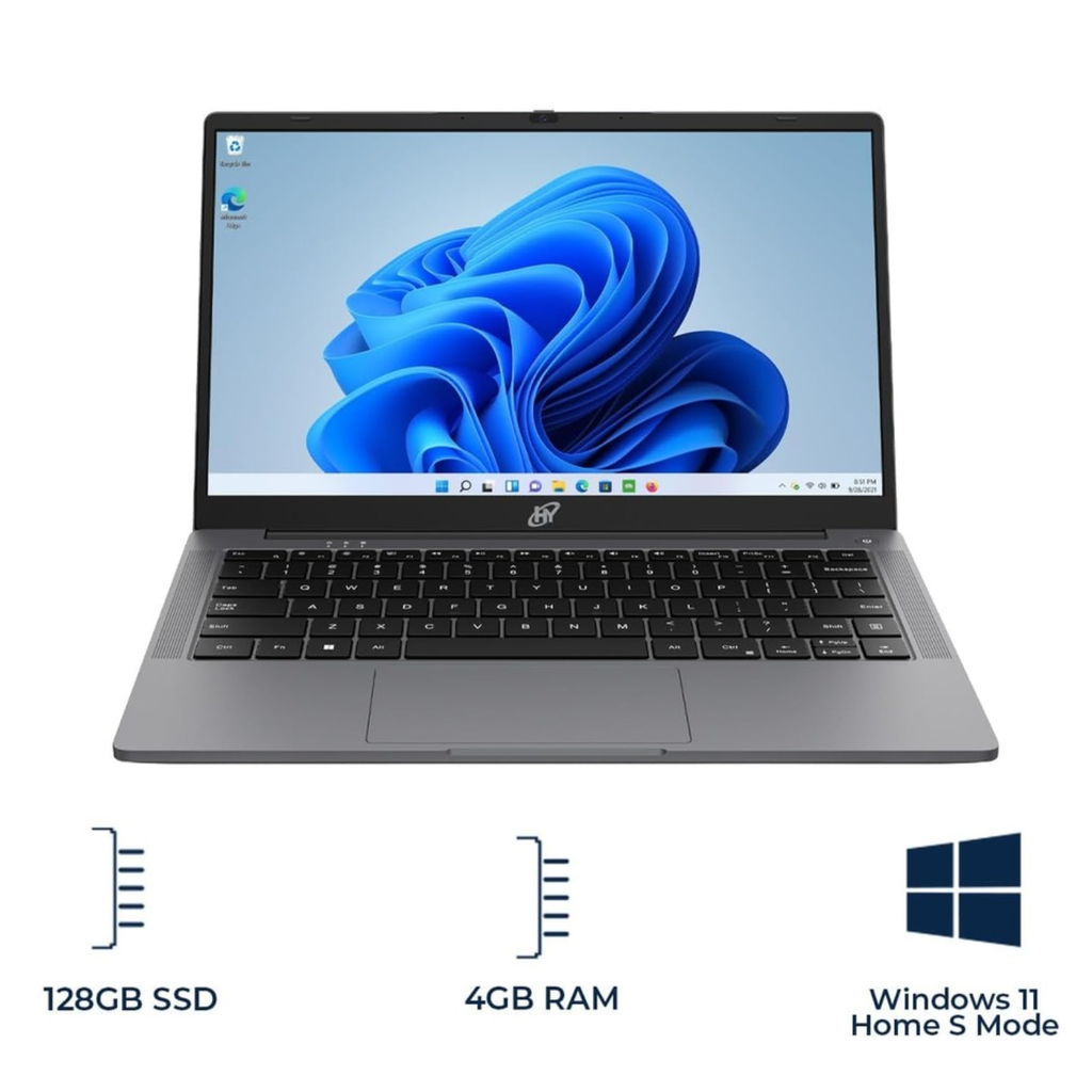 Laptop Hyundai HyBook 14.1" HD - Intel Celeron N4020, 4GB RAM, 128GB SSD, USB-C, Win 11 Home S, Gris Espacial