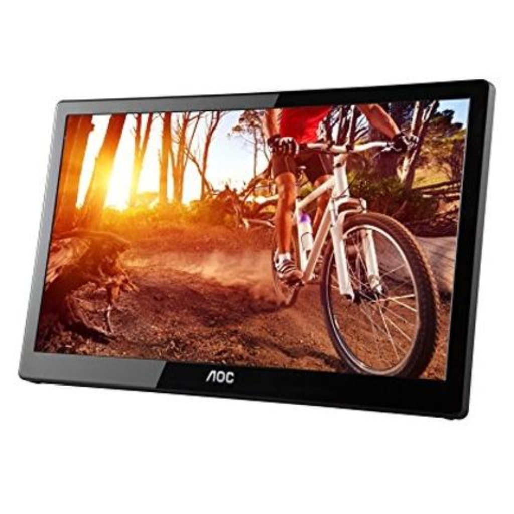 Monitor Portátil AOC 15.6" Ultra Slim USB 3.0 - Resolución HD, Soporte Plegable, Piano Black (E1659FWU-B) Grado A