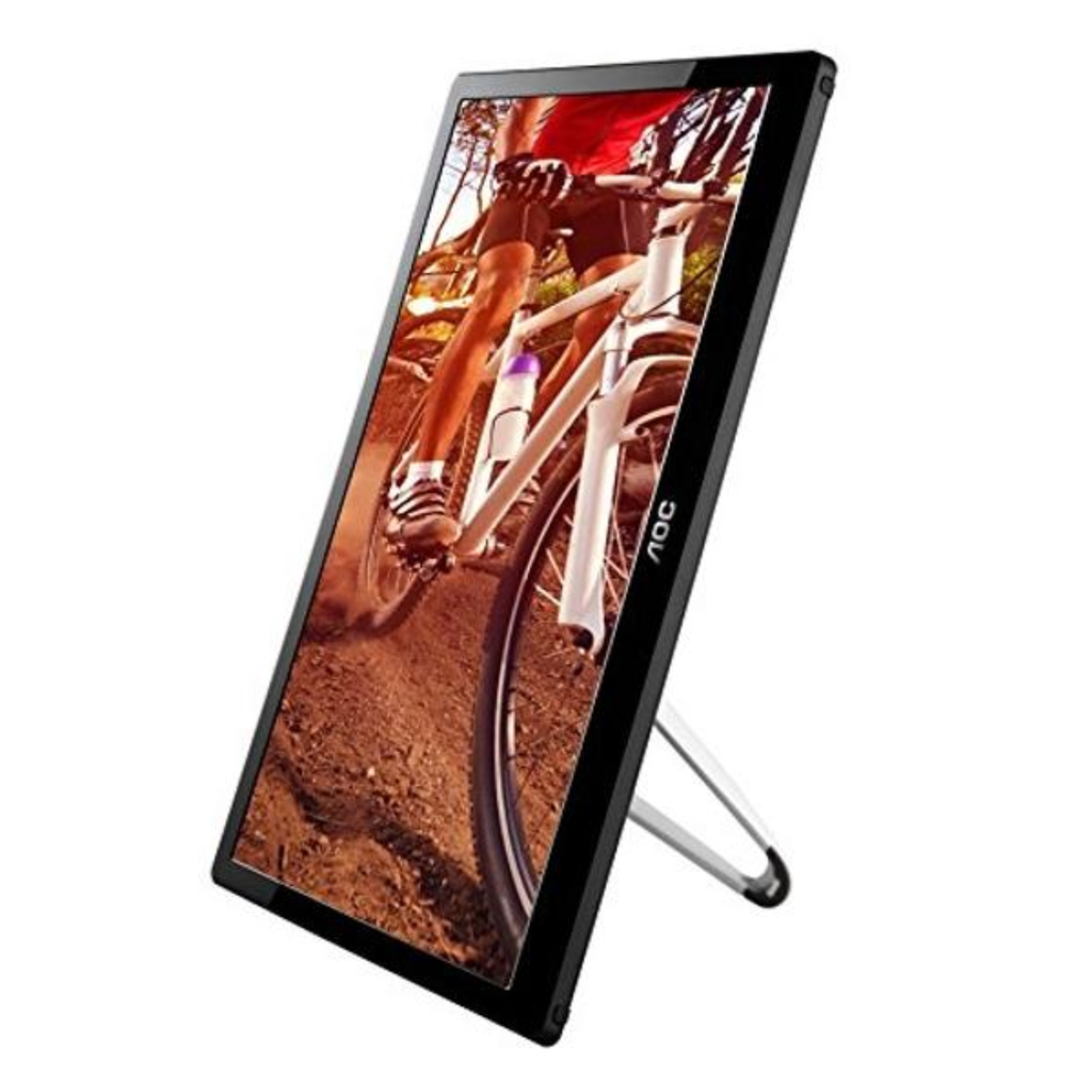 Monitor Portátil AOC 15.6" Ultra Slim USB 3.0 - Resolución HD, Soporte Plegable, Piano Black (E1659FWU-B) Grado A