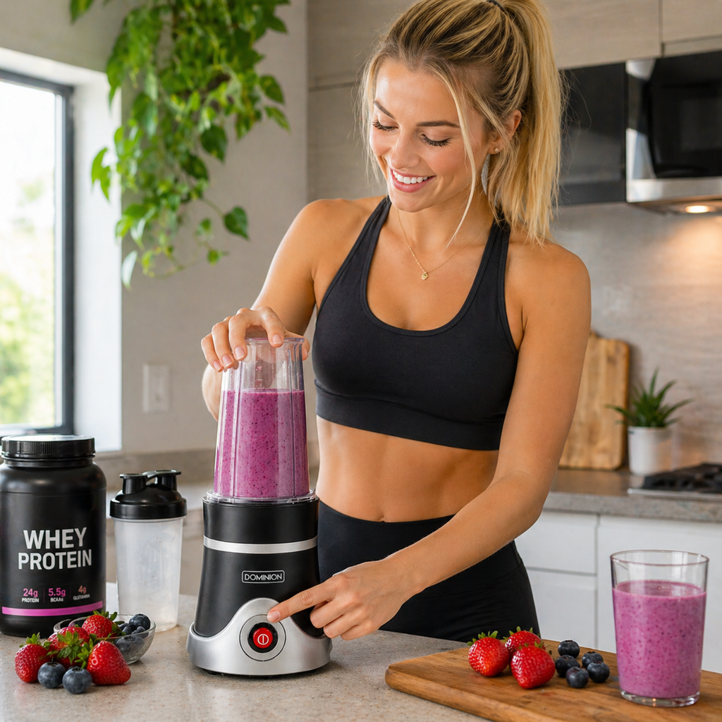 Licuadora Personal Dominion BlendMax Negra - Vaso Portátil 2Go, Motor Potente para Batidos y Smoothies profesionales