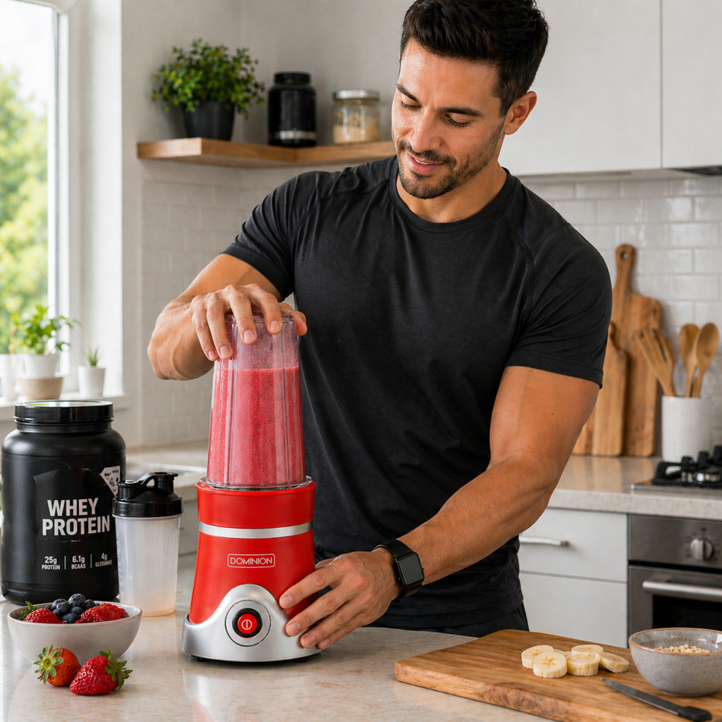 Licuadora Personal Dominion BlendMax Roja - Vaso Portátil 2Go, Motor Potente para Batidos y Smoothies profesionales
