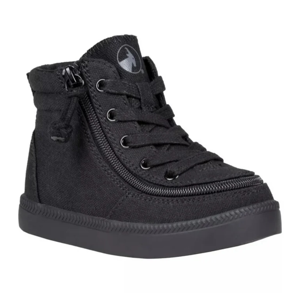 BILLY Footwear Toddler Harmon Sneakers - Black 8T: Zipper Lace Up, Cushioned Insole, Non Marking Sole