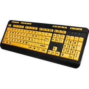 Teclado Adesso EasyTouch AKB-132UY - Cable Conectividad - USB Interfaz - Ingl&eacute;s (EEUU) - Negro, Amarillo fluorescente