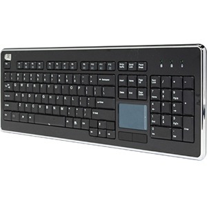 Teclado Adesso SlimTouch AKB-440UB - Cable Conectividad - USB Interfaz - Almohadilla táctil (TouchPad) - Ingl&eacute;s, Franc&eacute;s - Negro