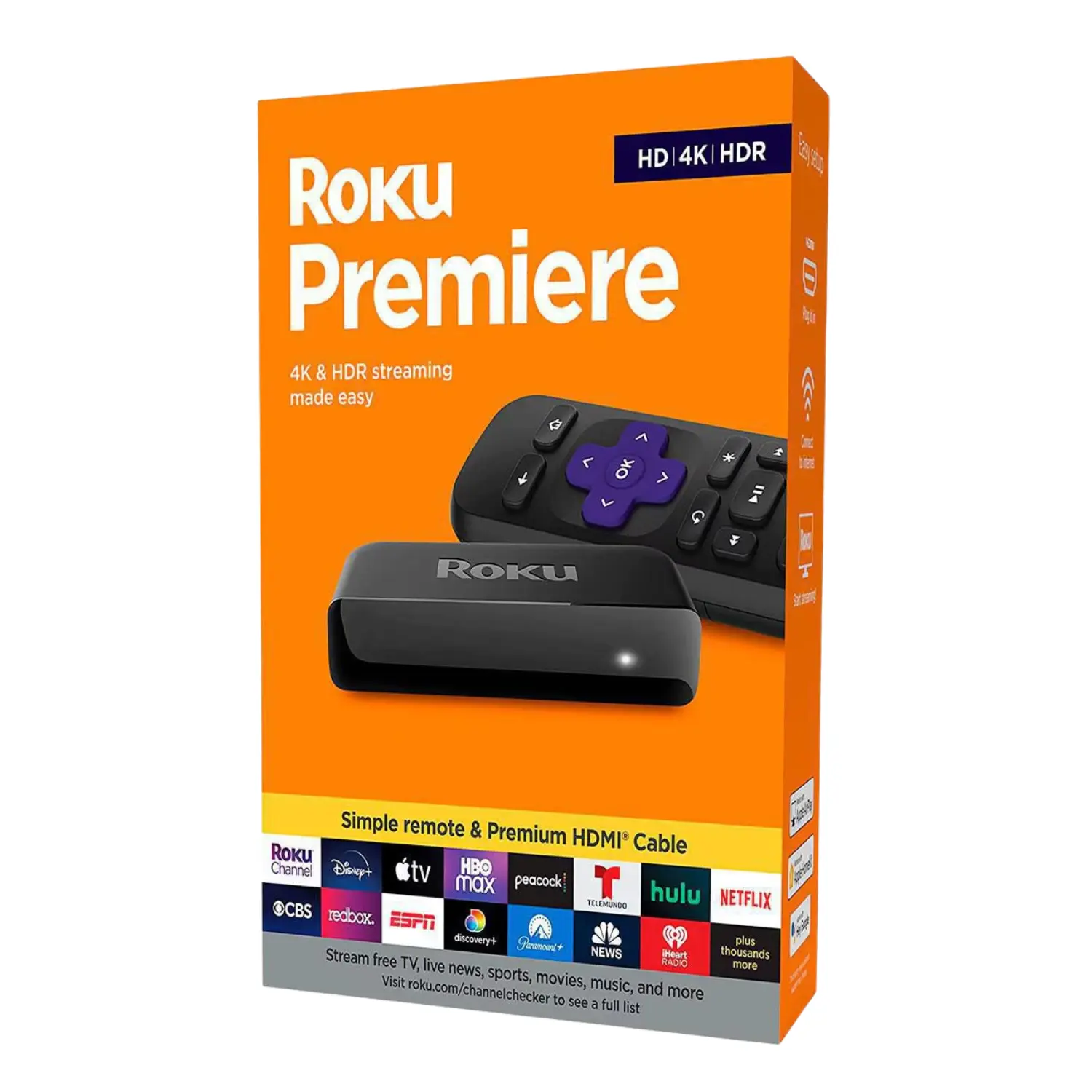 Roku Premiere 4K HDR Reproductor Streaming HDMI Modelo 3920RW Caja Dañada