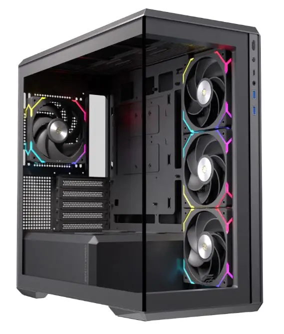 [EXCS-ZM-800R-B/NEW] Gabinete Einarex ZM800 Black - Micro ATX - Cristal Templado Dual - 4 Fans RGB - USB-C