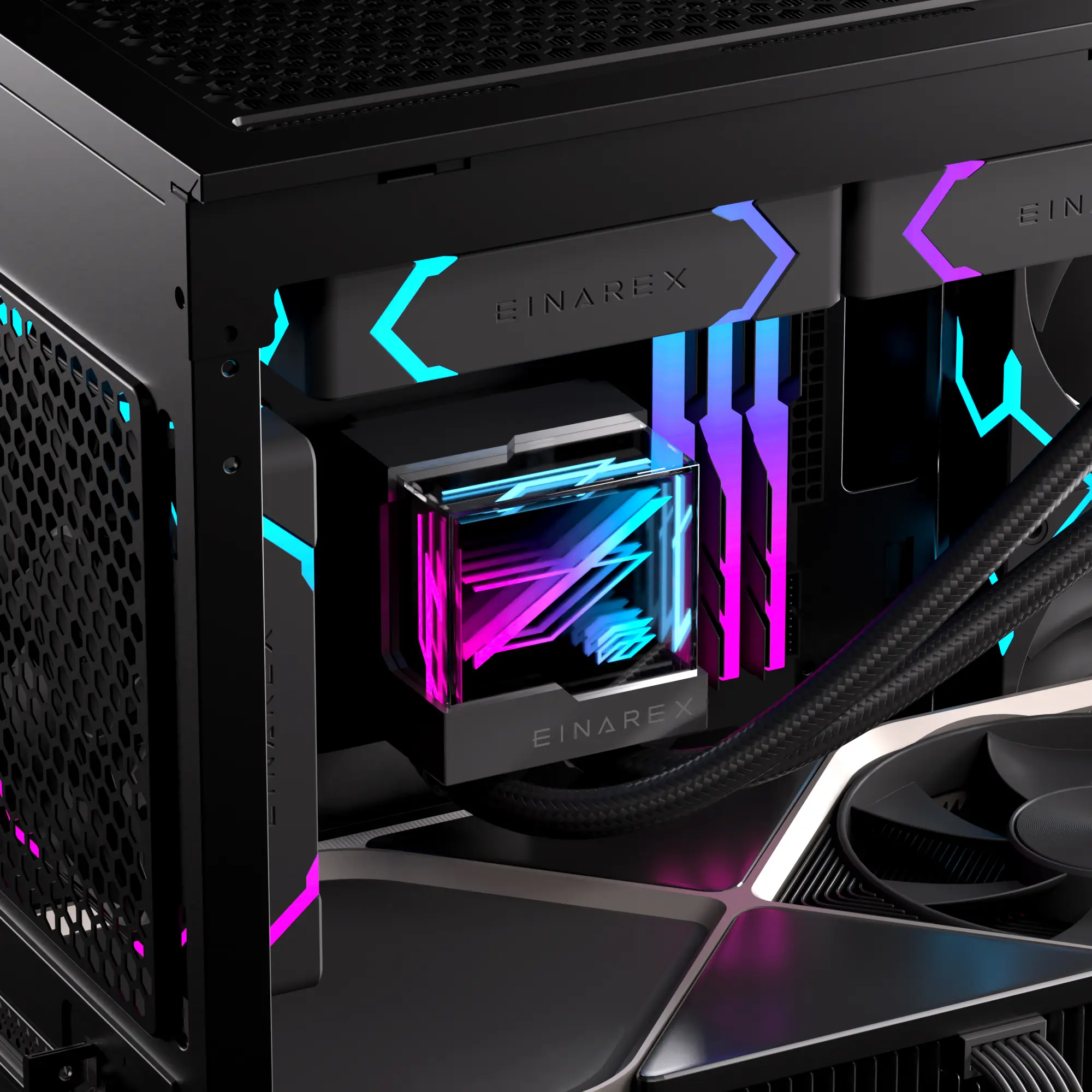 [EXWC-VX-1360R-B/NEW] Enfriamiento Líquido EINAREX Vertex 360 Black – Espejo Infinito – Fans Hidráulicos ARGB – 360mm – Intel & AMD