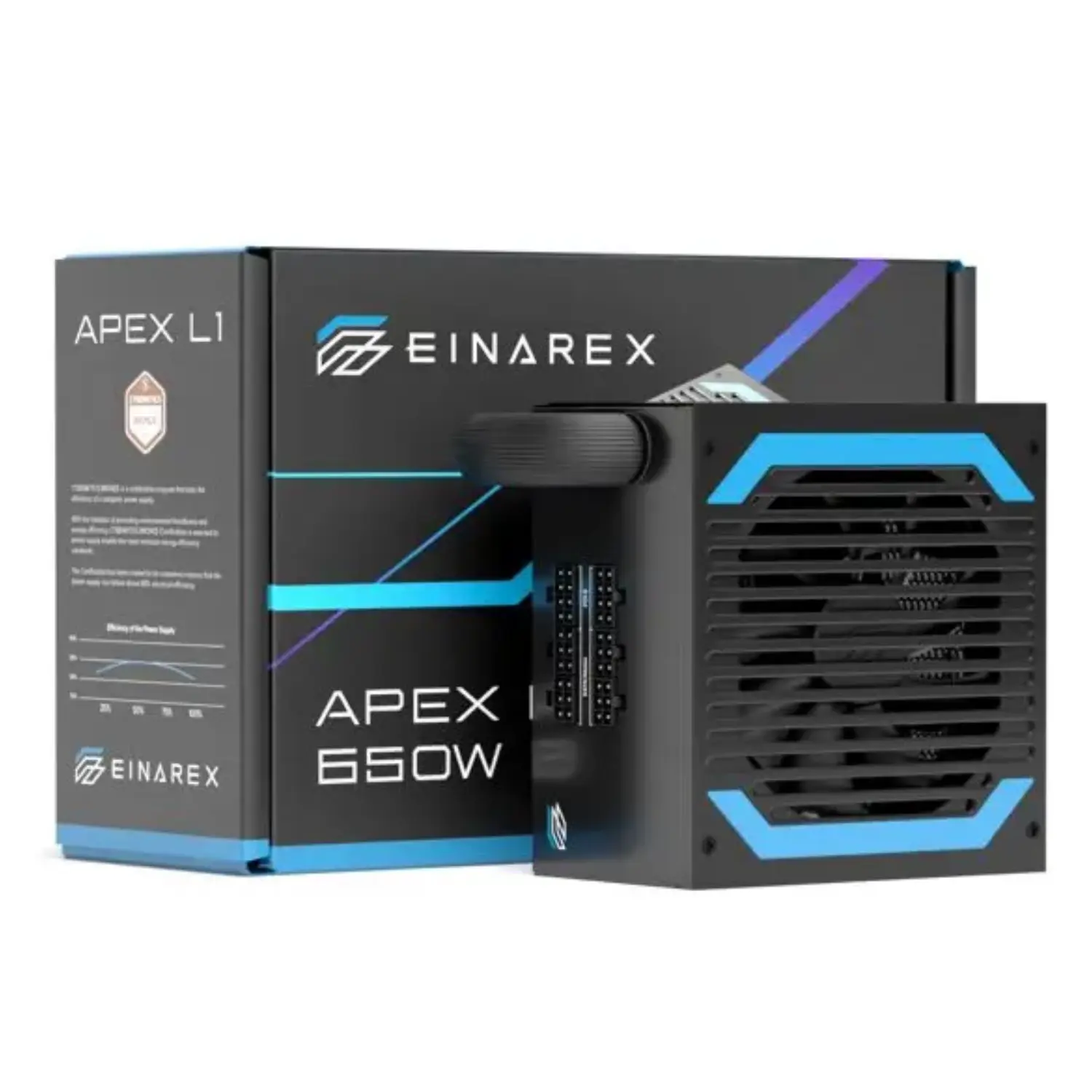 [EXPS-AMN5-750-BK/NEW] Fuente de Poder EINAREX APEX L1 650W - EXPS-AMN5-750-BK, ATX 650W DC, Estabilidad de Voltaje, Diseño Black Edition