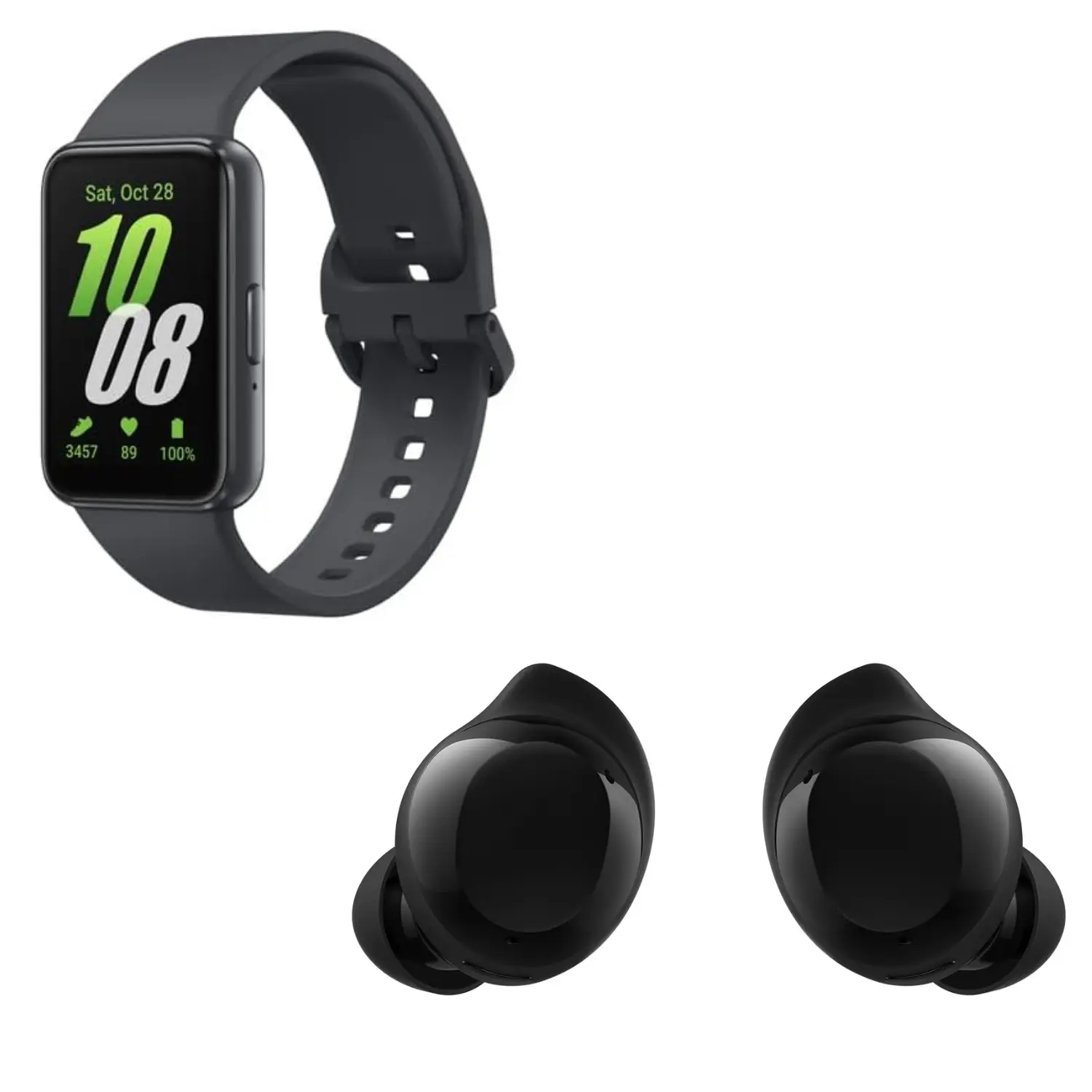 [SM-R390NZAAMXO/SM-R410NZKAMXO/BDL/NEW] Kit Samsung Galaxy | Watch Fit3 Gray + Buds Core Black | Pantalla AMOLED 1.6" | Sonido AKG | Cancelación de Ruido | Bundle Salud y Audio